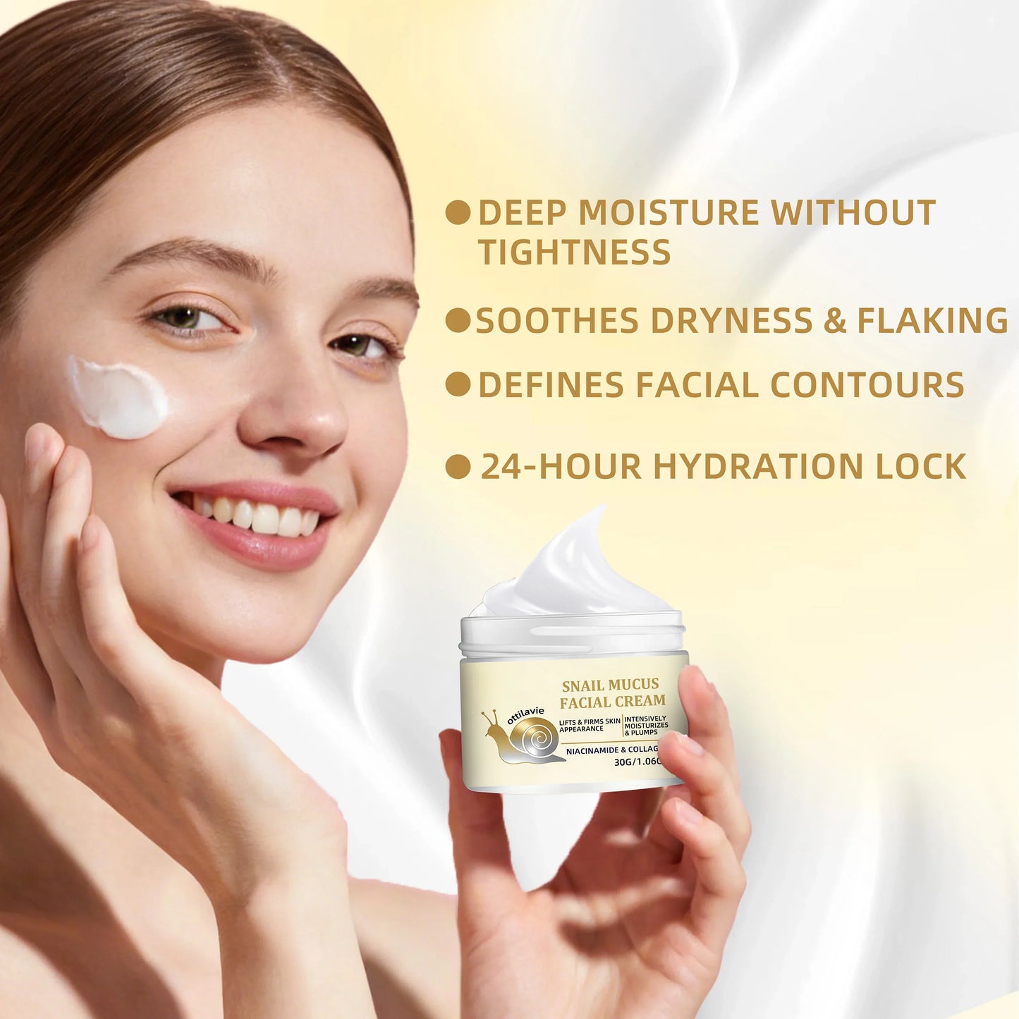 Ottilavie Snail Mucin Facial Cream – Deep Hydration All Skin