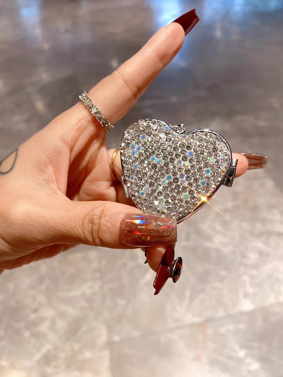 Stainless steel mini pill box Portable diamond-encrusted love pill pill capsule small object storage and distribution box Peaceful Pleasures Health and Wellness