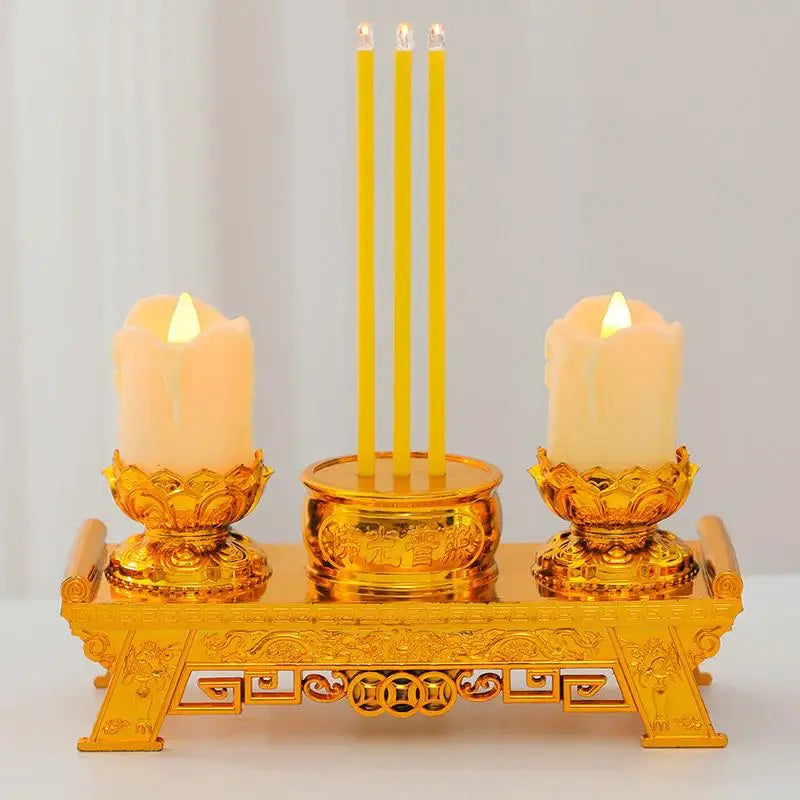 LED Prayer Candle Light | Smokeless Swinging Flame | Golden