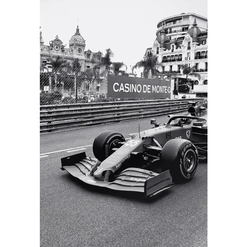 Black and White Famous Racing Sports Car Racer Photography Poster Printed Canvas Painting Wall Art Pictures Home Decor Gift Peaceful Pleasures Health and Wellness 7 20x30cm Unframed
