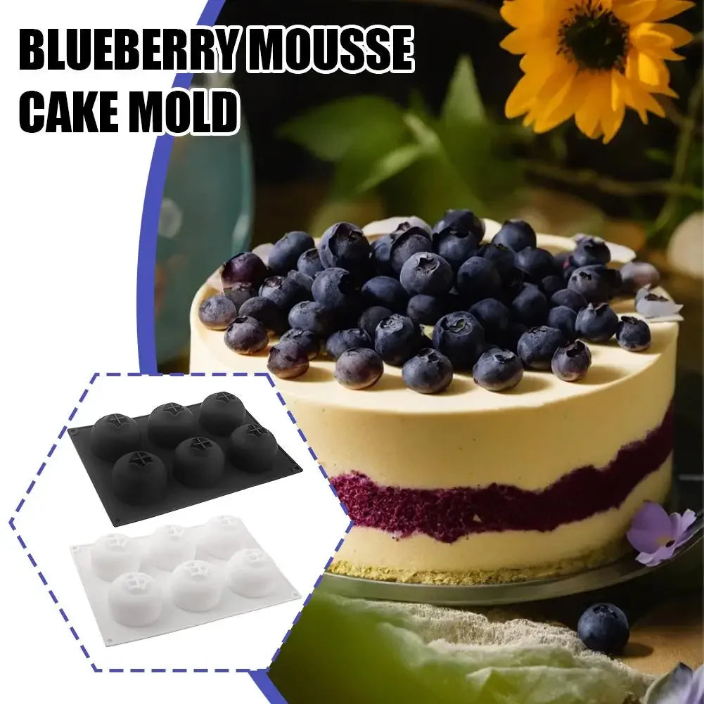 Blueberry Mousse Silicone Mold 6-Cavity 3D Fruit Shape Baking Pan For Chocolate Brownie Dessert Cake Decorating Tool Peaceful Pleasures Health and Wellness