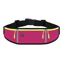 Outdoor Running Waist Bag for Mobile Phone Light and Thin Fitness Cycling Water Bottle Waist Bag with Three Waterproof Pockets Peaceful Pleasures Health and Wellness Rose red