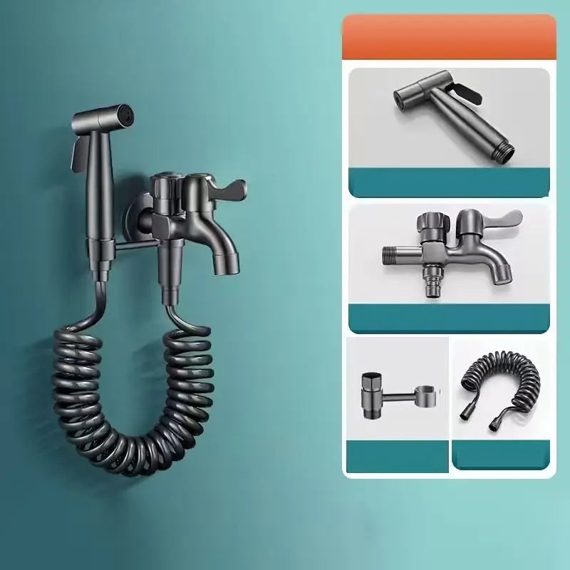 Wall-Mounted Dual-Purpose Faucet Set with Spray Gun