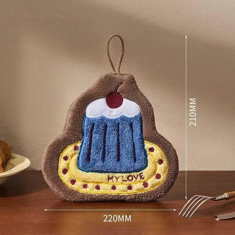 Cute Hanging Hand Towel Absorbent Thickened Kitchen Rag Bathrooms Towel High Appearance Coral Velvet Hand Towel Home Daily Use Peaceful Pleasures Health and Wellness A1