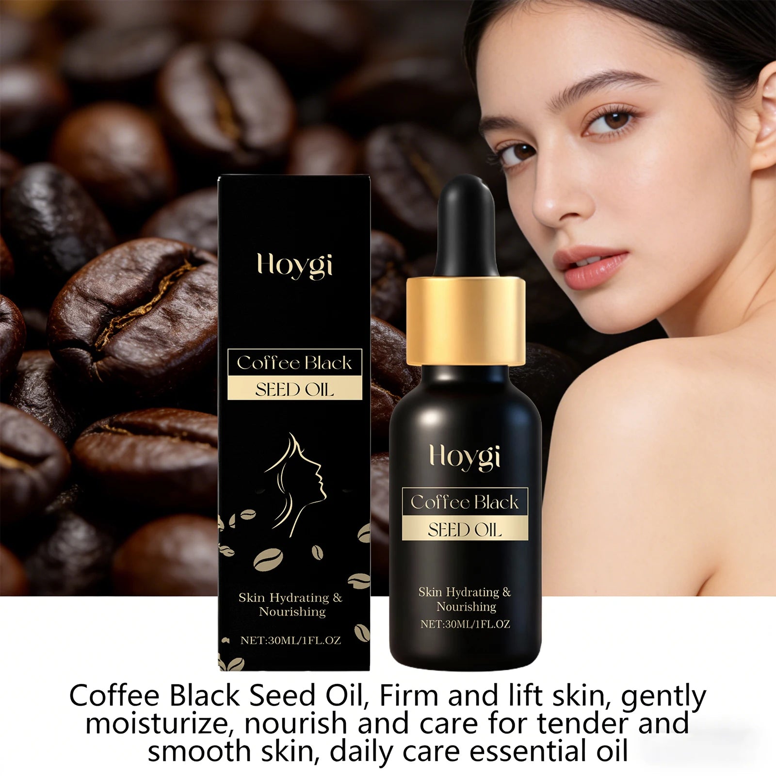 Coffee Black Seed Oil for Face Repair Anti Dryness Nourishing Moisturizing Skin Lifting Firming Improve Sagging Hydrating Care Peaceful Pleasures Health and Wellness