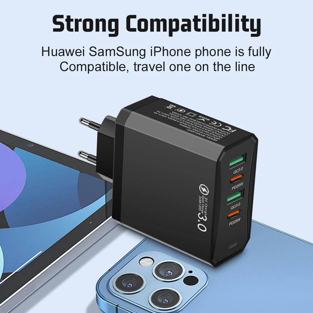 25W 4-Port USB-C Fast Charger QC3.0 – iPhone & Android Peaceful Pleasures Health and Wellness
