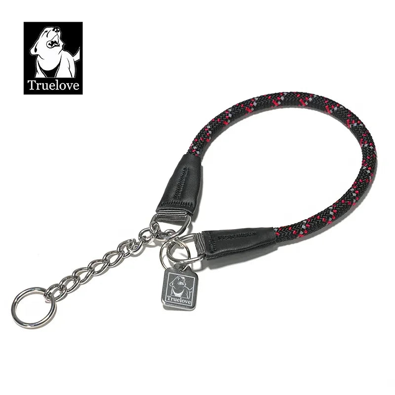 Truelove P-Chain Reflective Nylon Dog Collar TLC5373 Peaceful Pleasures Health and Wellness Black Red XL China Mainland