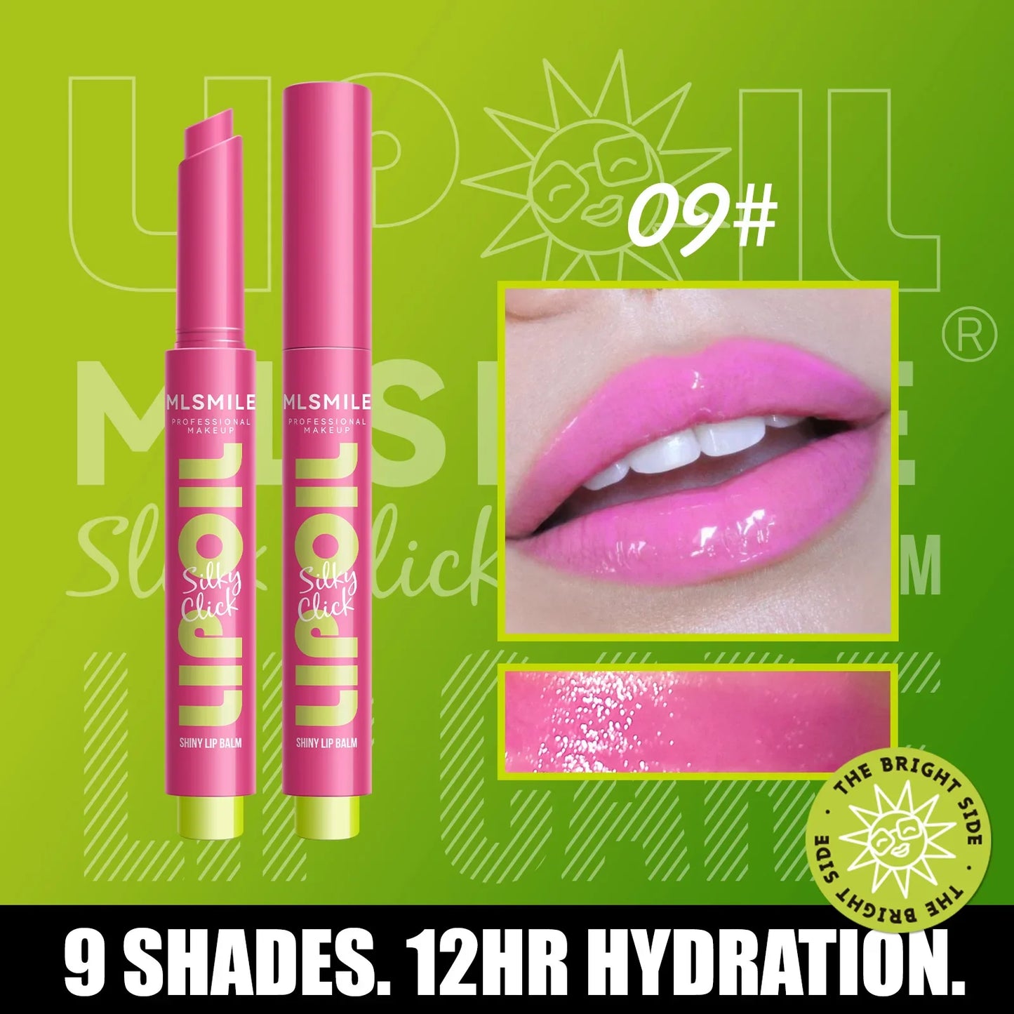 MLSMILE Mirror Gloss Lip Balm Oil – Long Lasting, 9 Shades