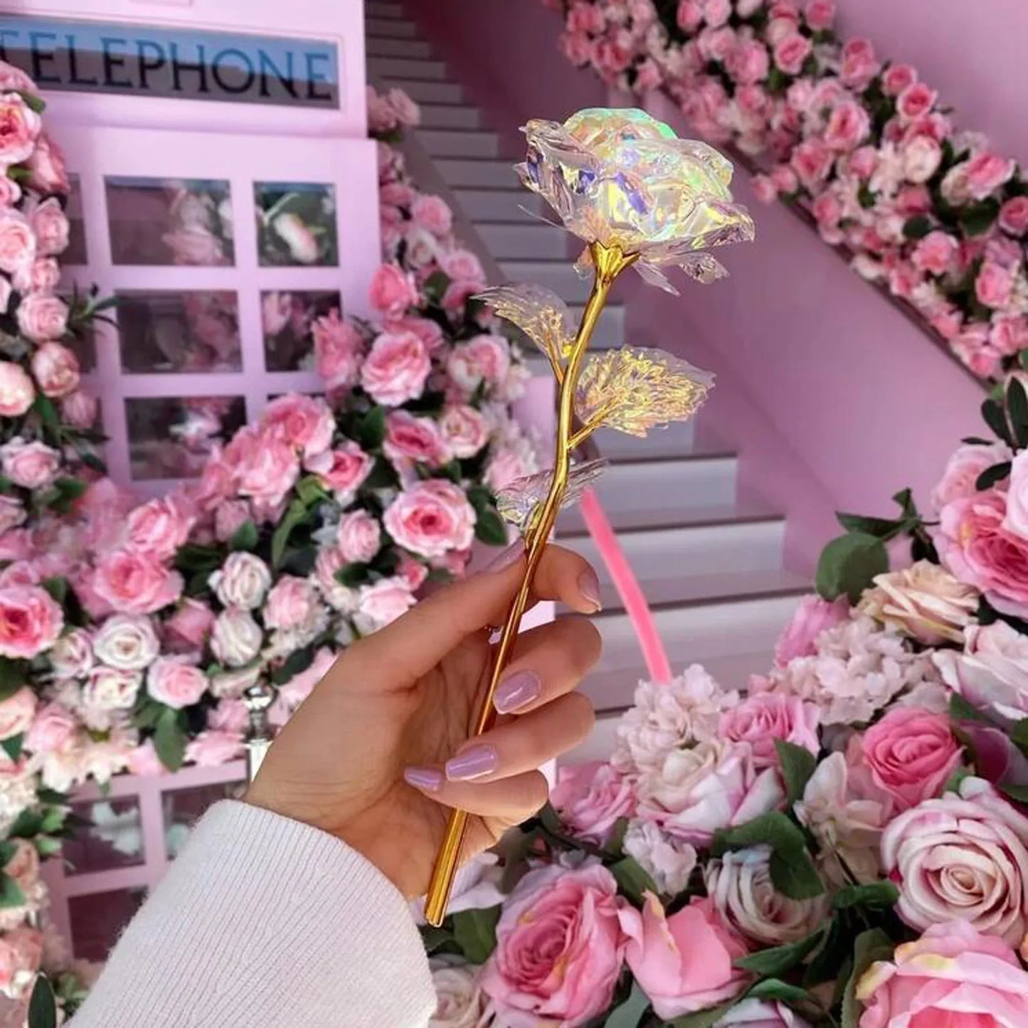 10pcs Galaxy Rose Forever Flower Artificial Luminous Light Rose Valentine's day Gifts Gold Foil Colorful Artificial Flower Peaceful Pleasures Health and Wellness