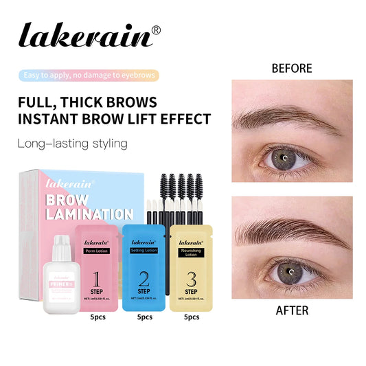 Lakerain Eyebrow Perm Set Long Lasting Natural Effects Make Fuller & Thicker Eyebrow Portable Smaller Packaging For Beginners Peaceful Pleasures Health and Wellness