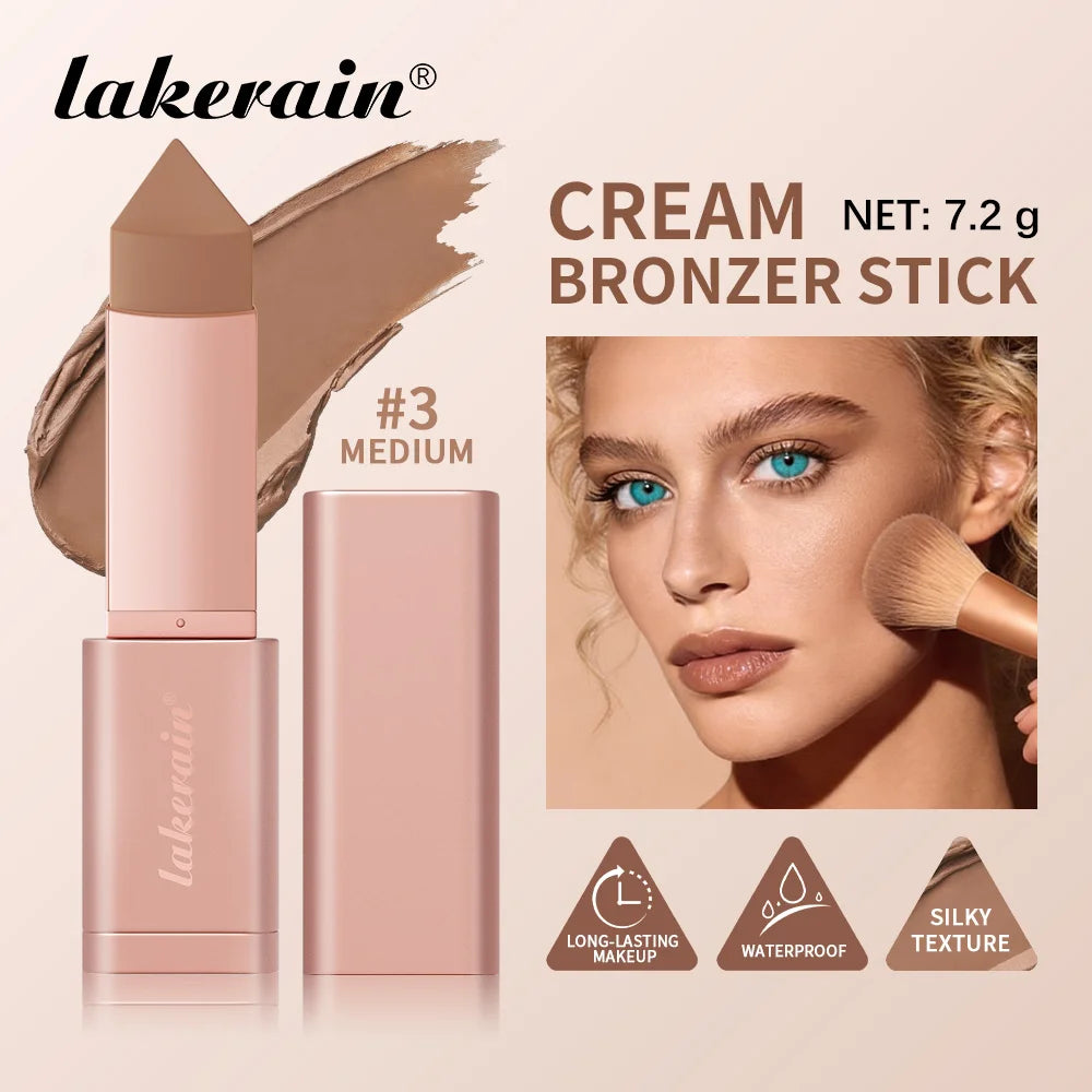 Lakerain Bronzer Cream Stick 3D Makeup Effect Improve Fine Lines Brightening & Grooming 2 IN 1 Bronzer Cream for All Skin Types Peaceful Pleasures Health and Wellness