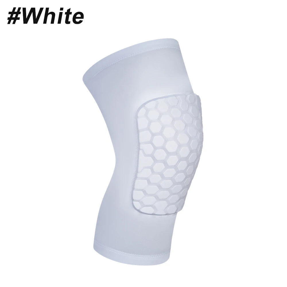 Honeycomb Knee Pad Compression Sleeve for Basketball & Sports Knee Compression Sleeve Peaceful Pleasures Health and Wellness WHITE XL