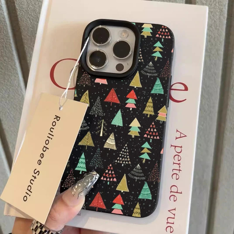 Shockproof Soft Cover Christmas Tree Snowflake Pattern Phone Case For iPhone 17 16 15 14 13 12 11 17 Pro Max Air XSMax XS XR X Peaceful Pleasures Health and Wellness Black-C iPhone 13 Pro