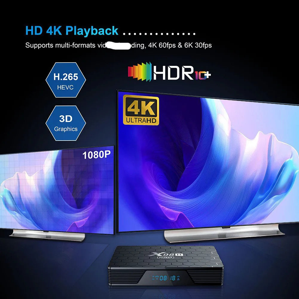 X98H Pro Smart TV Box Allwinner H618 Quad Core Cortex A53 Android 12 4GB RAM 32GB Optional 2GB 16/64GB ROM 2.4G 5G Dual WiFi BT5 Peaceful Pleasures Health and Wellness