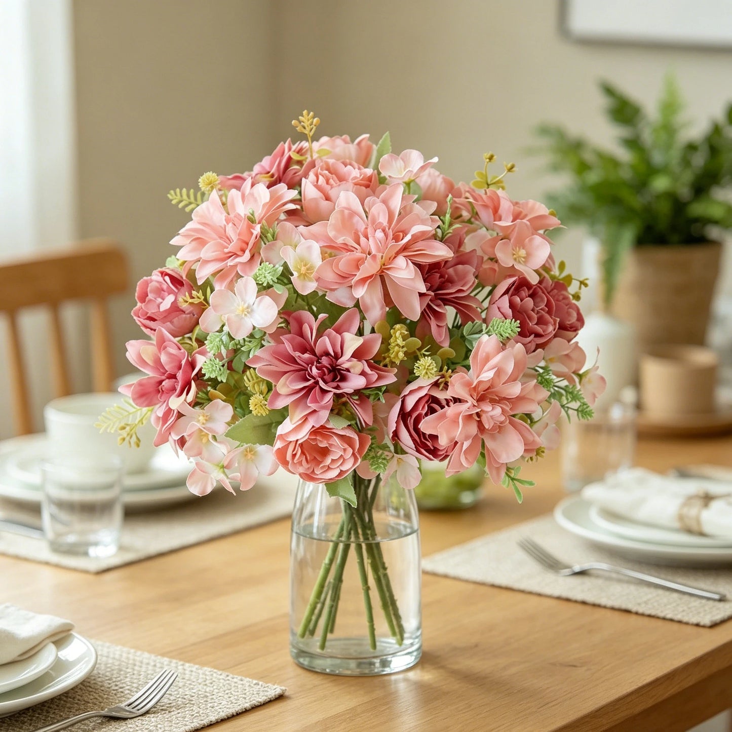 Artificial Silk Peony Dahlia Bouquet | Wedding & Home Decor