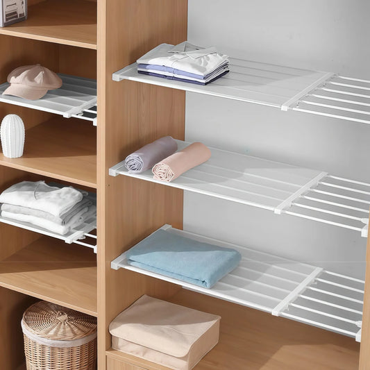 Expandable Tension Shelf & Rod Organizer | Closet Cabinet Kitchen Adjustable Tension Shelf Peaceful Pleasures Health and Wellness