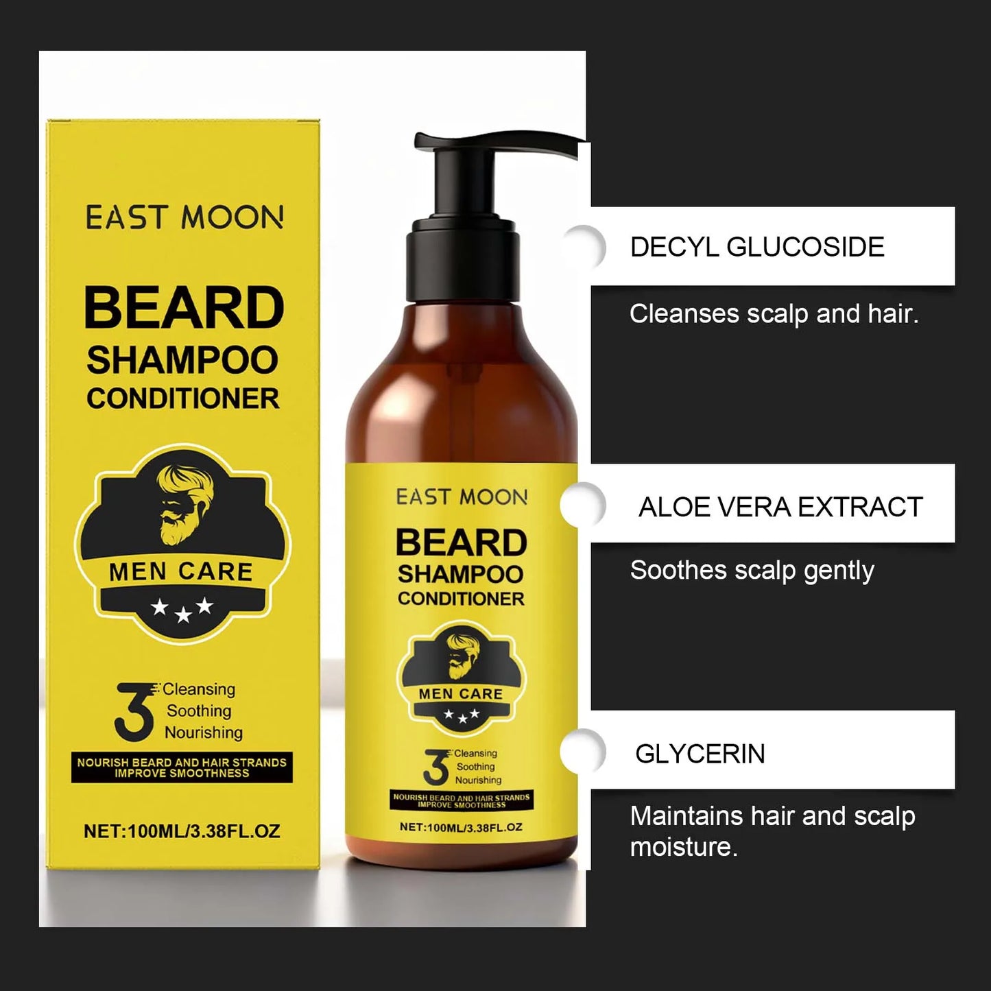 East Moon 2-in-1 Beard Shampoo & Conditioner for Men 100ml