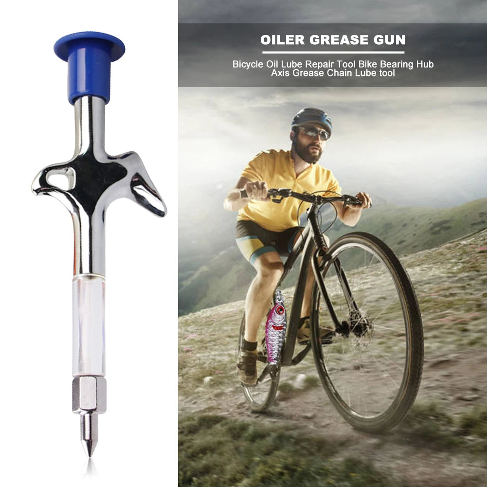 Bicycle Aluminum Grease Gun Aluminum Alloy MTB Bike Ball Bearing Hub Grease Syringe Bicycle Oil Lubricant Cycling Repair Tool Peaceful Pleasures Health and Wellness