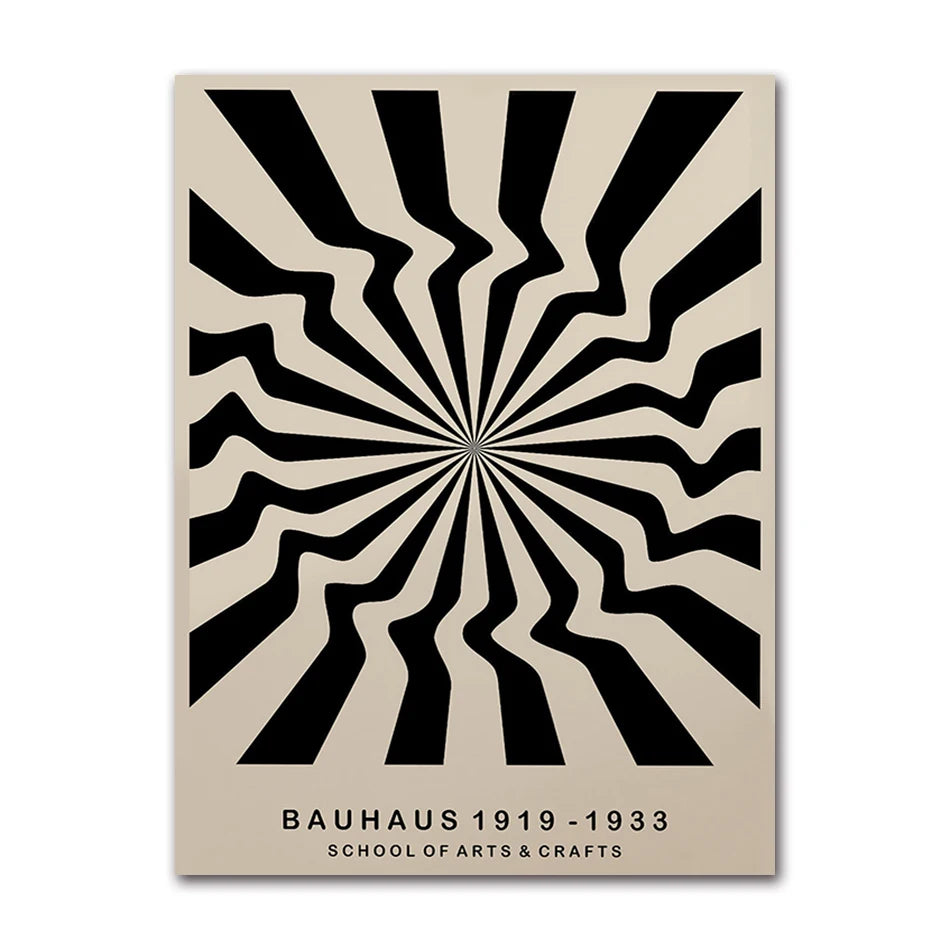 Abstract Bauhaus Style Geometric Wall Art Posters Prints Picture Vintage Black Beige Line Canvas Paintings For Modern Home Decor Peaceful Pleasures Health and Wellness 60536-07 20x30cm Unframed