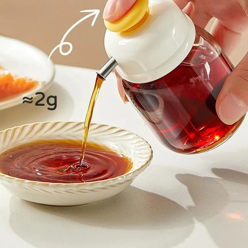 Mini Quantitative Oil Control Bottle Glass Seasoning Storage Kitchen Press Type Oil Vinegar Bottle Seasoning Portioning Bottle Peaceful Pleasures Health and Wellness