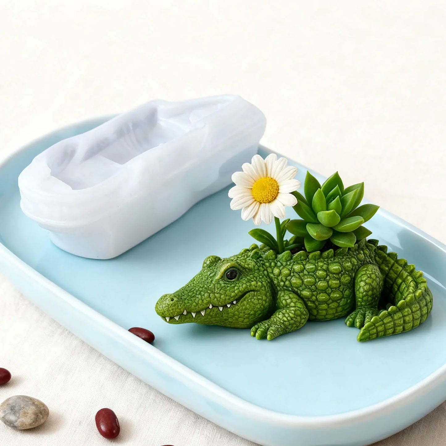 3D Crocodile Silicone Mold – DIY Gypsum, Resin & Planter