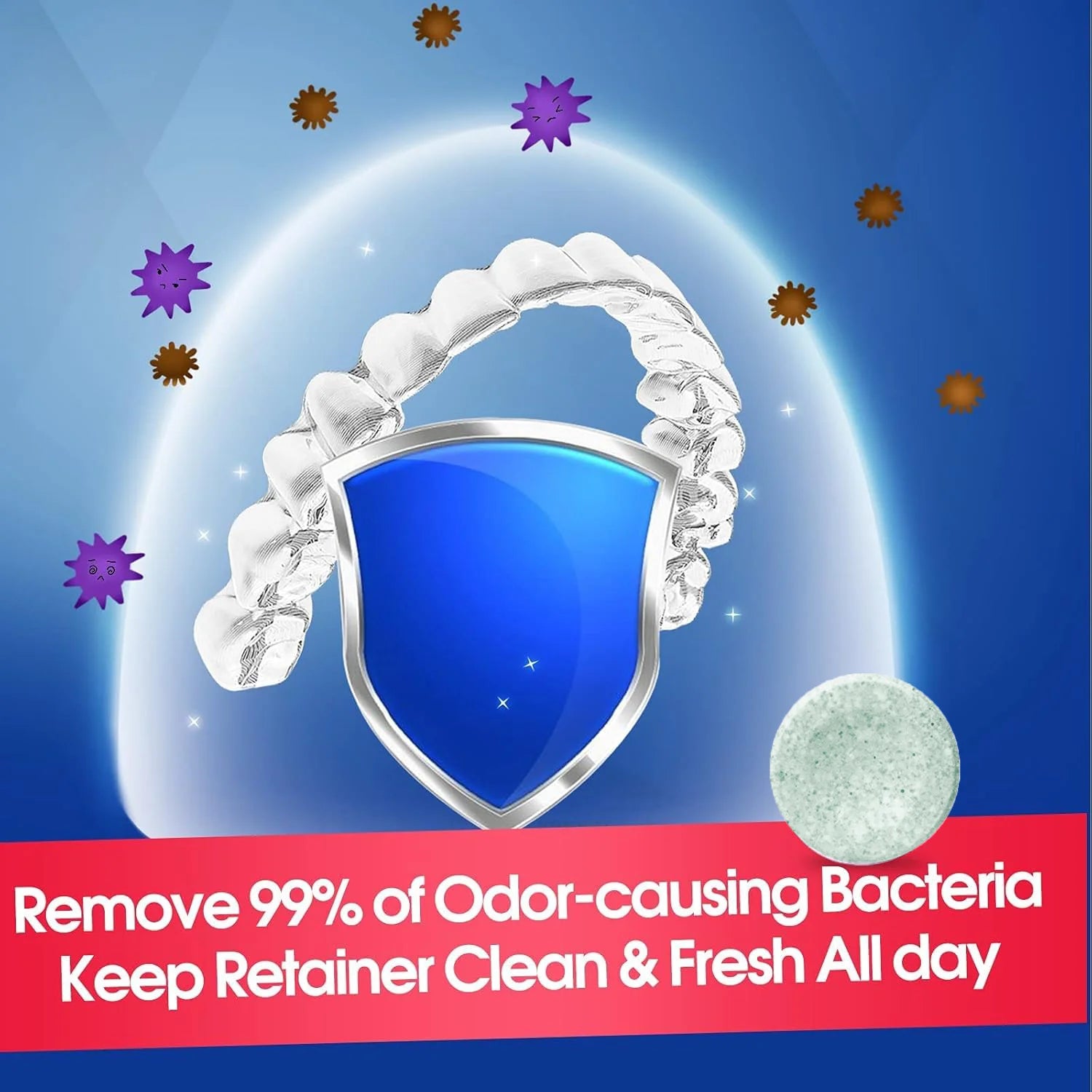 MIRAVEXL Denture Retainer Cleaner Tablets Orthodontic Braces Aligner Mouth Night Guard False Teeth Whitening Plaque Removal Peaceful Pleasures Health and Wellness