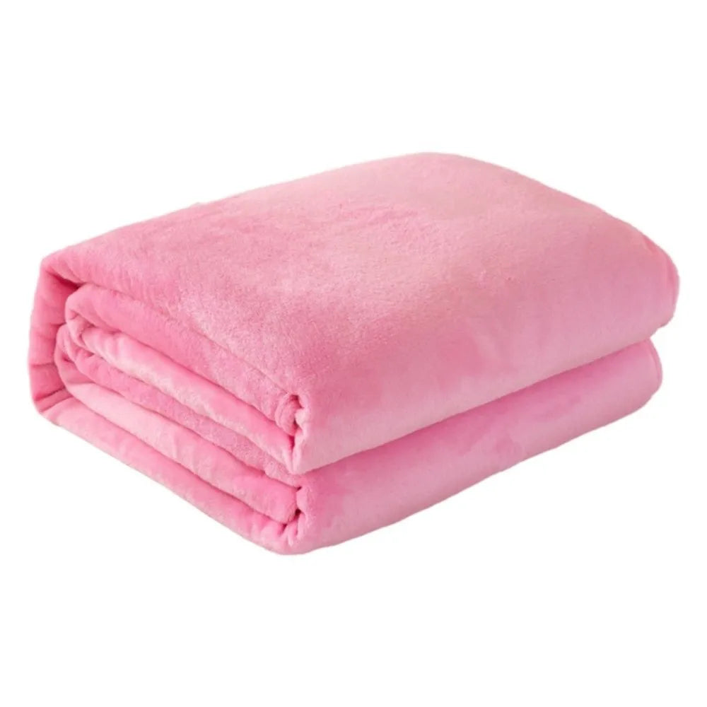 Solid Color Flannel Blanket – Soft Thickened Polyester Throw
