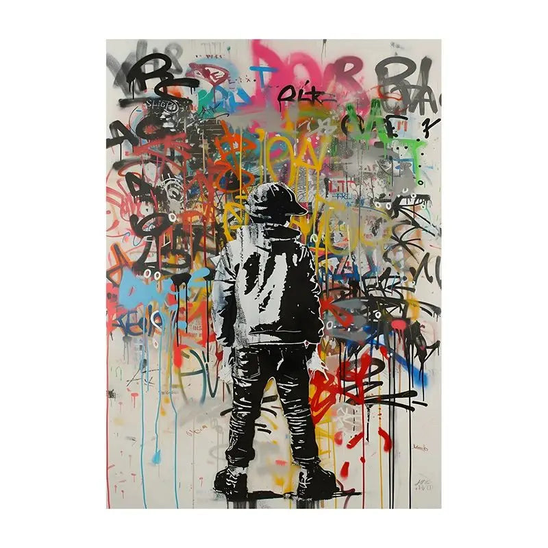 Abstract Graffiti Canvas Wall Art | Colorful Surreal Print