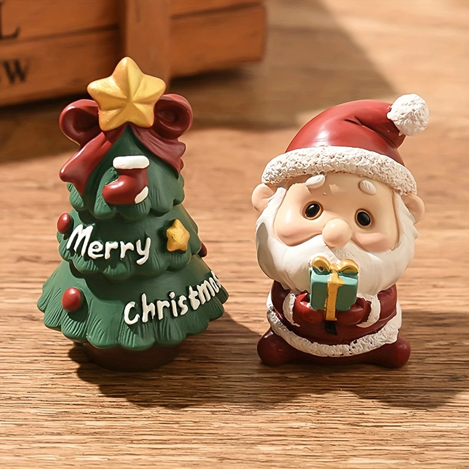Personalized Resin Christmas Ornament Creative Mini Xmas Tree Santa Snowman Figurines Suitable for School Shop Peaceful Pleasures Health and Wellness