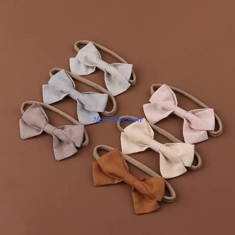 Newborn Baby Elastic Bow Knot Headband | Soft Linen Hair Band