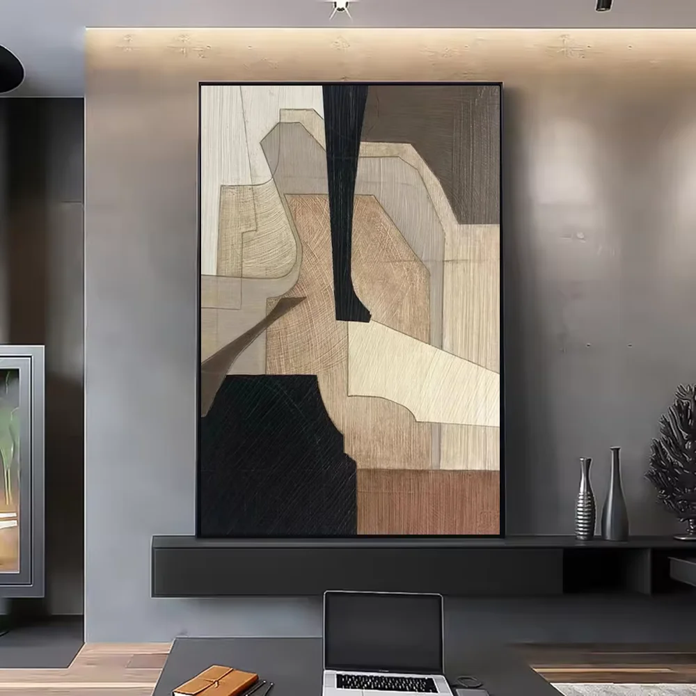 Abstract Retro Black Geometry Poster | HD Waterproof Wall Art Wall Art Poster Peaceful Pleasures Health and Wellness z1 30X40cmNoframe