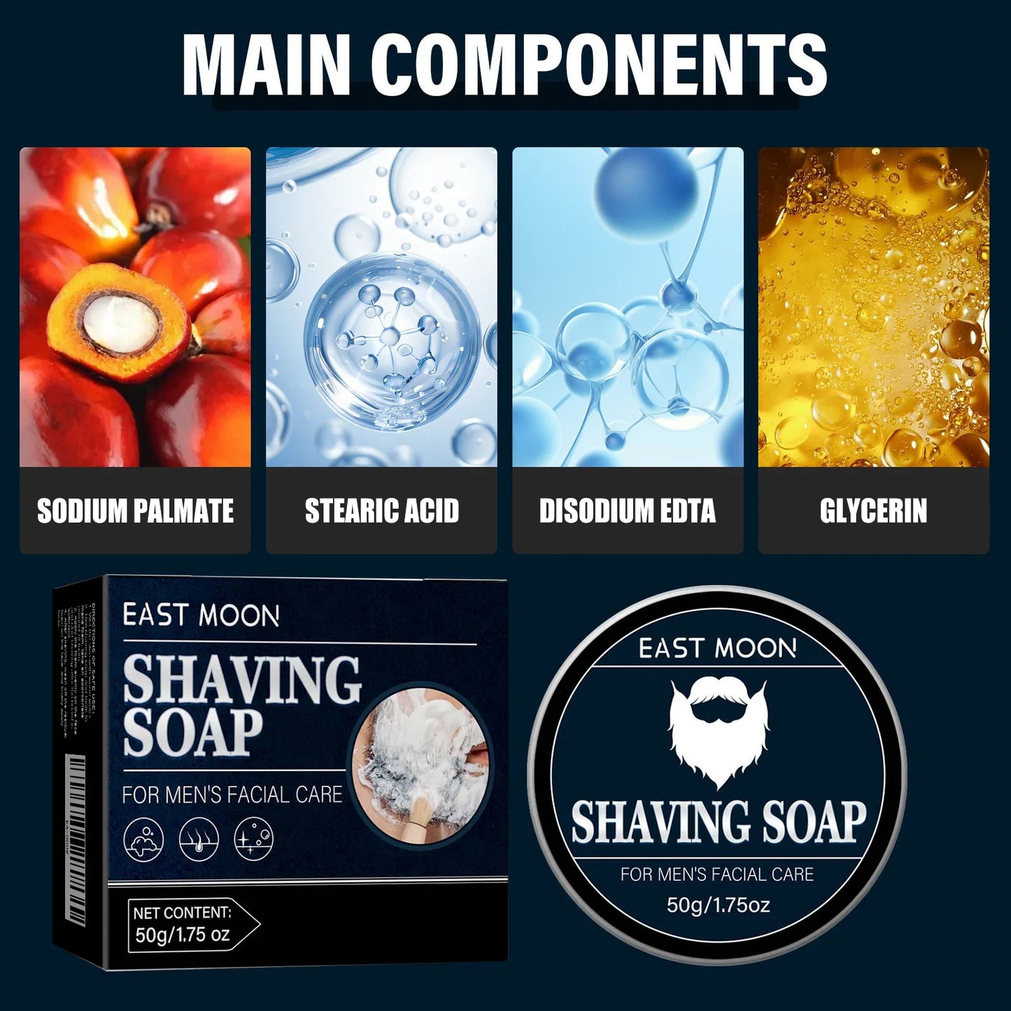 East Moon Men's Shaving Soap Bar | Aloe & Vitamin E