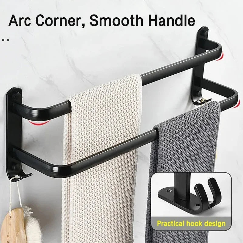 Wall-Mounted Aluminum Towel Rack | 1, 2 & 3 Bar Options