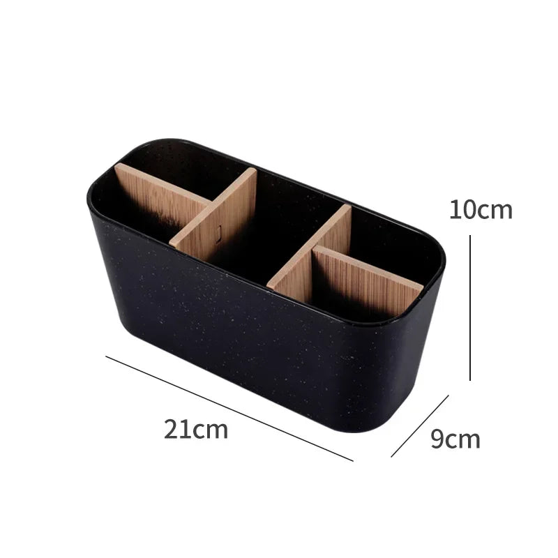 Bamboo Toothbrush Holder & Bathroom Organizer Stand