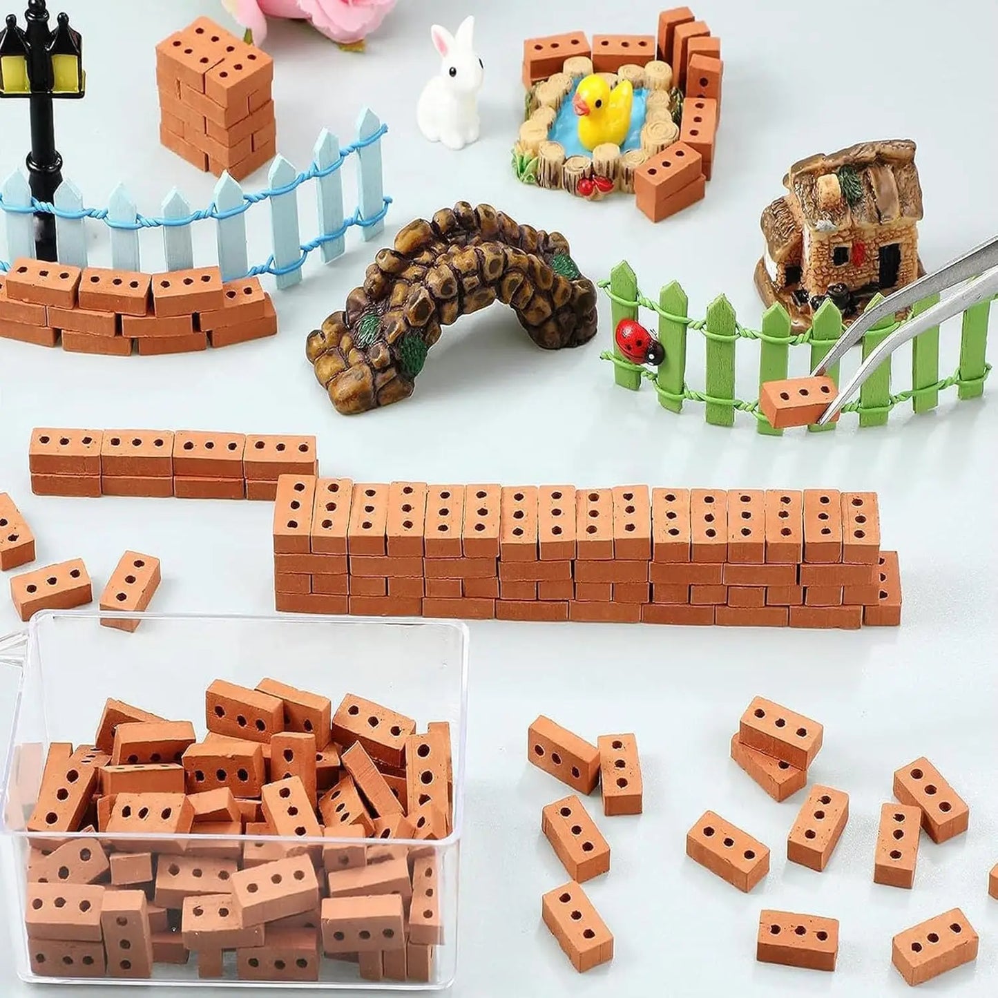 Miniature Clay Bricks for Dollhouse, Crafts & Landscaping