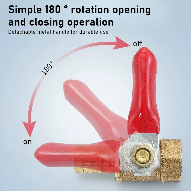 Pneumatic Copper Ball Valve – Red Handle Threaded Female 1/4"