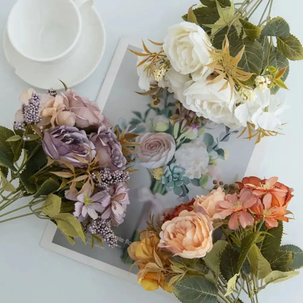 Silk Rose Peony Artificial Flowers for Wedding & Home Decor