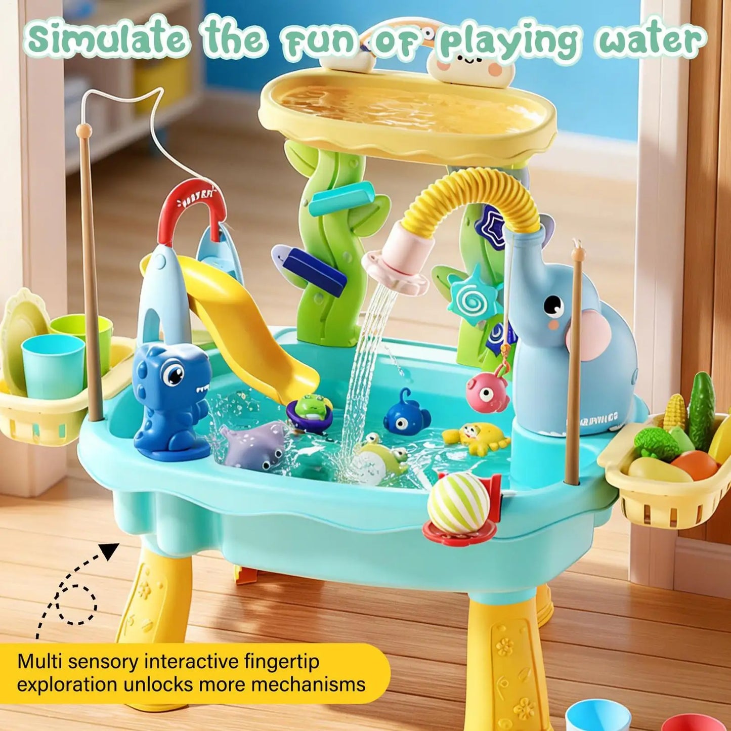Toddler Water Table with Electric Pump | 4-in-1 Kids Play Sink
