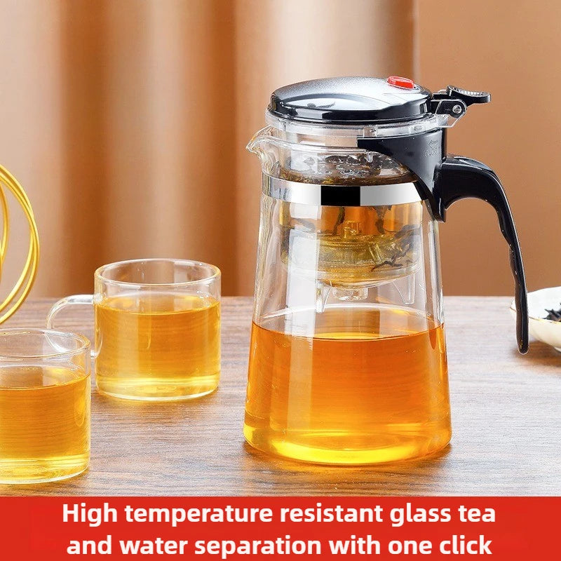 750ML Creative High Borosilicate Glass Filter Teapot with Filter Press Floating Cup Large Capacity Tea Set for Home Office Gift Peaceful Pleasures Health and Wellness