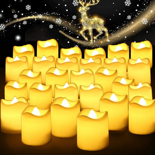 12Pcs Flameless LED Tea Lights Realistic Battery Operated Candles Tealights Electric Candles for Halloween Weddings Christmas Peaceful Pleasures Health and Wellness