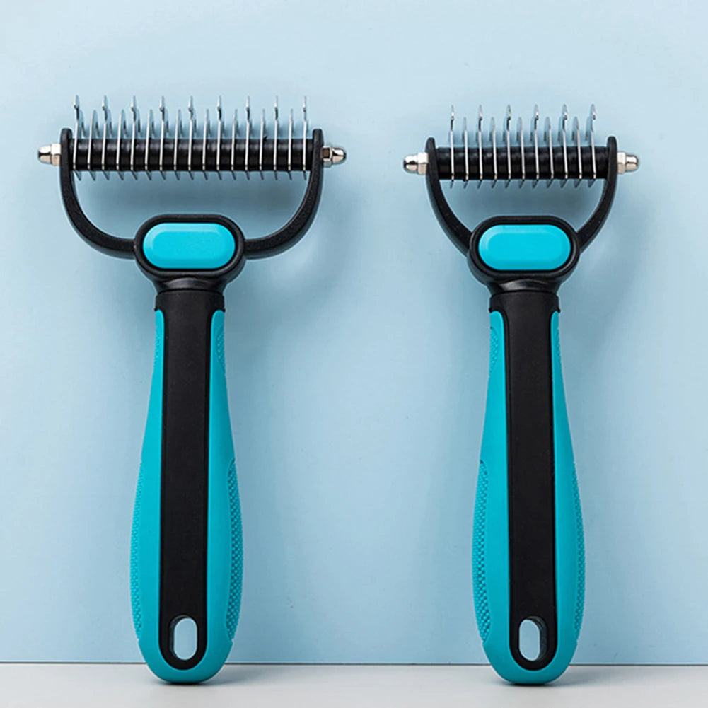 Pet Comb,2 In 1 Double-Sided Pet Grooming Rake For Cats Dogs,Stainless Steel Professional Pet Grooming Tool,Pet Salon Supply Peaceful Pleasures Health and Wellness