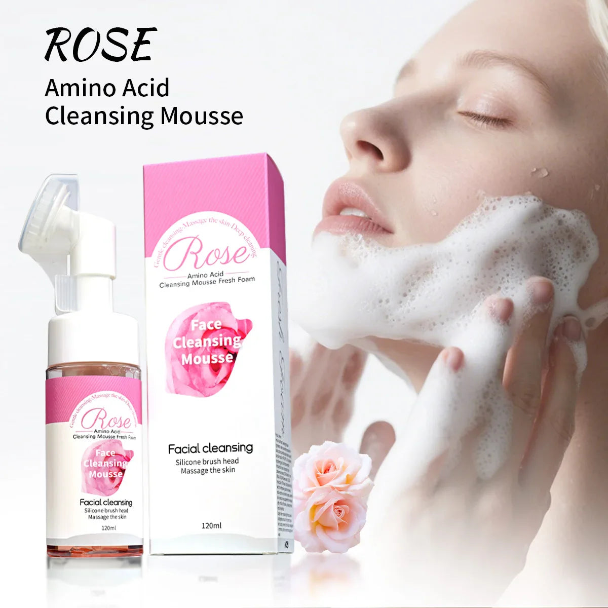 Rose Essential Oil Cleansing Mousse – Oil Control & Nourishing