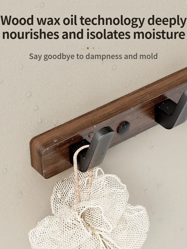 Wood & Aluminum Wall Hook Rack | Towel, Coat & Kitchen Hanger