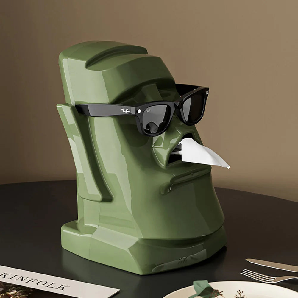 Moai Easter Island Tissue Box Holder & Desk Organizer