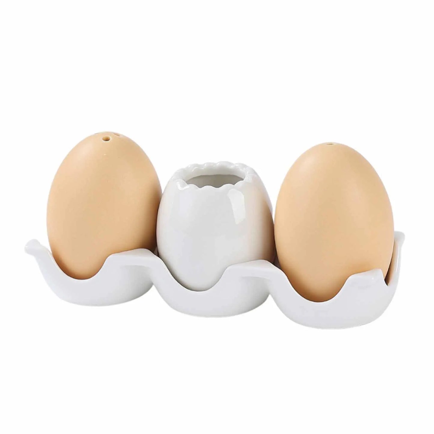 Egg-Shaped Ceramic Spice Bottle Set with Tray & Toothpick Box