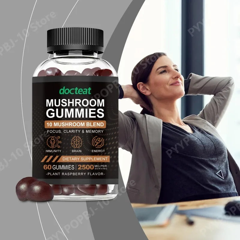 Mushroom Extract Gummies – Focus & Energy Support | 60 Ct