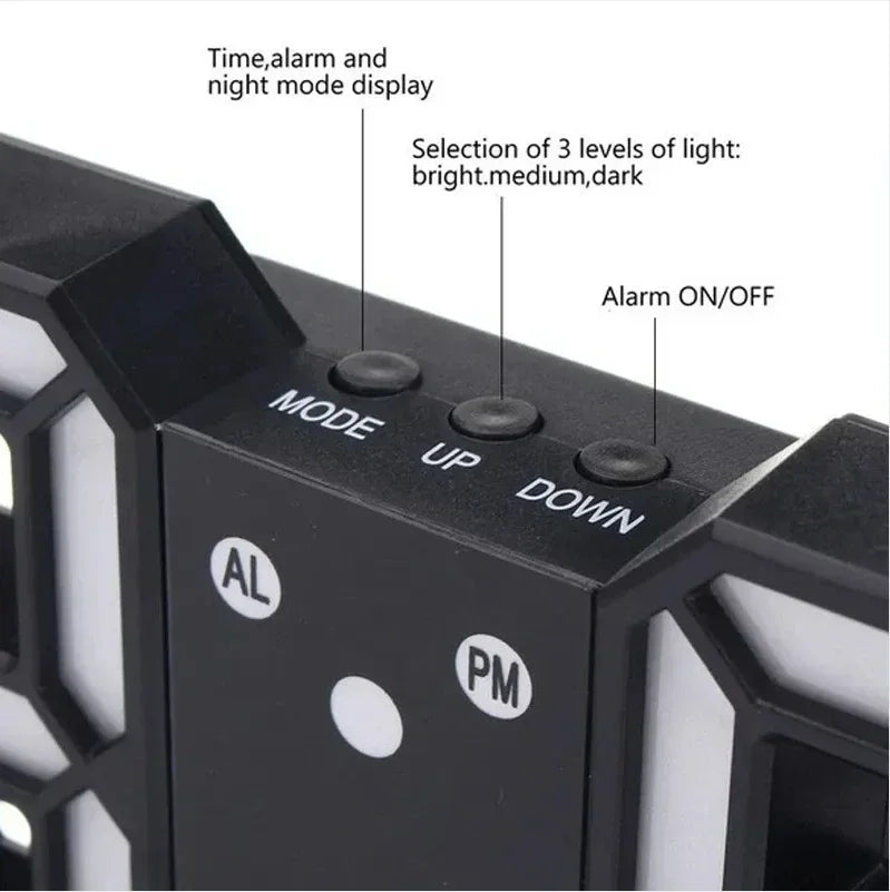LED Digital Desk & Wall Clock – Alarm, Snooze & Dimmer