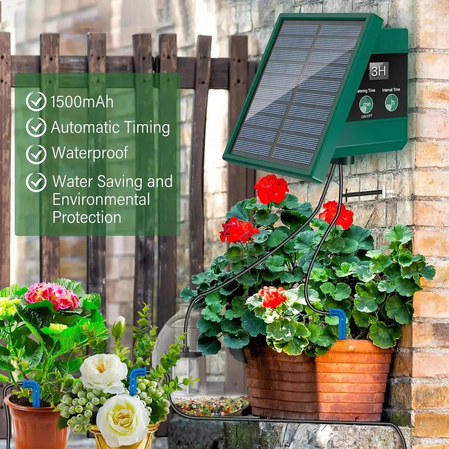 New DIY Solar Drip Irrigation System Square Solar Drip Irrigation Belt With 10 Drip Heads For Gardens Courtyards Orchards Peaceful Pleasures Health and Wellness