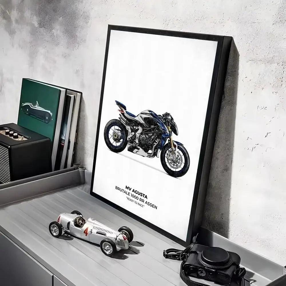 Cool Motorcycle A_AgustaS Design HD Linen Canvas Poster Wall Art Prints for Living Room Bedroom Office Home Decoration Gift Peaceful Pleasures Health and Wellness