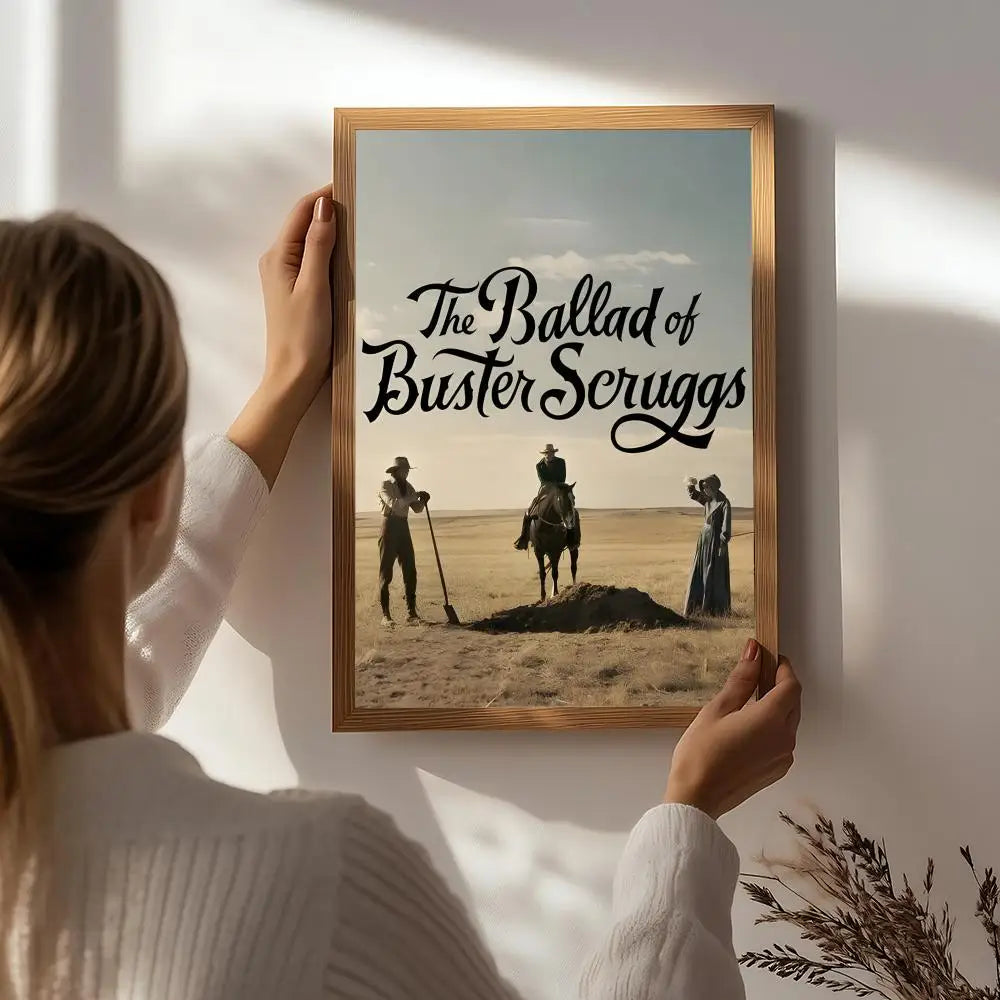 Movie T-The Ballad of Buster Scruggs Poster HD Self Adhesive Waterproof Wall Art Ideal for Home Office Dorm Bedroom Great Gift Peaceful Pleasures Health and Wellness White1 30X40cmNoframe
